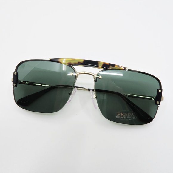 Prada SPR 56S 09R-254 Men's Rectangular Black/Gold - Picture 3 of 5